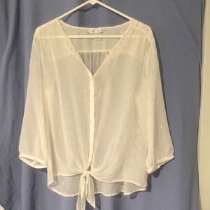 Peter Nygard Sheer White And Gold Blouse SZ 10
